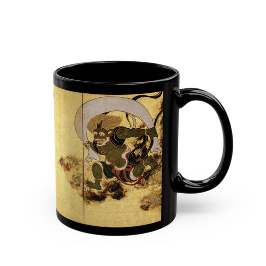 Fujin and Raijin Black Ceramic Mug 11oz - Tawaraya Sotatsu Traditional Japanese Art | RHC MU-NI Japan