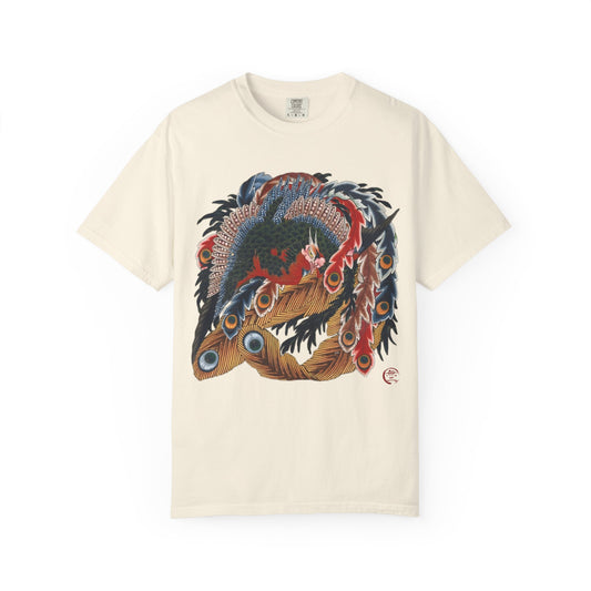 Hokusai Hou-ou Phoenix Art T-Shirt - Japanese Vintage Graphic Tee, Comfort Colors Garment-Dyed Shirt | RHC MU-NI Japan