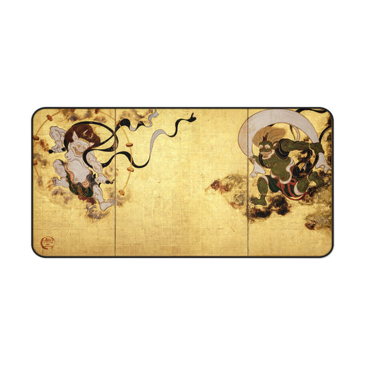 Fujin Raijin Desk Mat 16×32inch - Tawaraya Sotatsu Japanese National Treasure Gaming Mouse Pad | MU-NI Japan