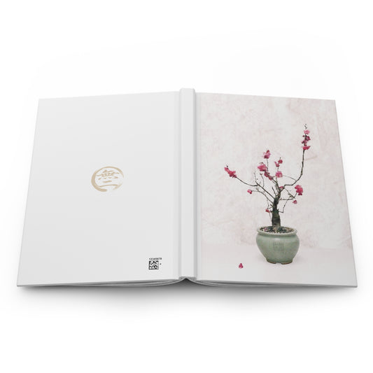 Japanese Red Plum Blossom Ume Bonsai Hardcover Journal - Zen Minimalism, Japandi Art Stationery, Spiritual Nature Gift PL1J |MU-NIJapan