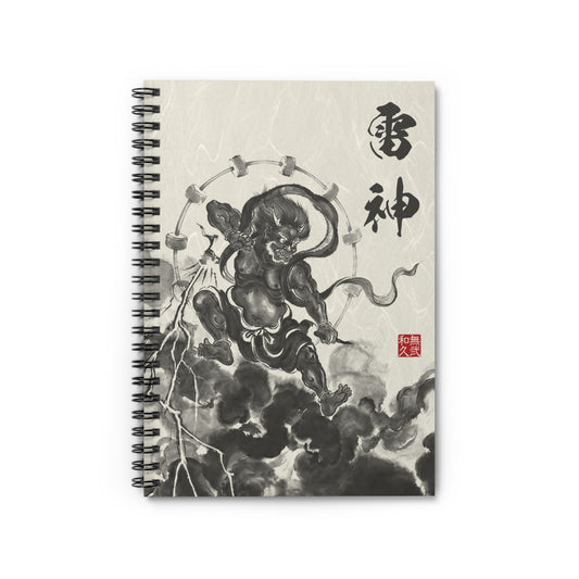 Raijin Thunder God Sumi-e Spiral Notebook - Japanese Ink Wash Art, Zen Minimalist Stationery for Breakthrough Ideas RJ2I | MU-NI Japan