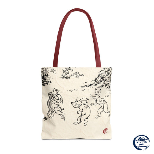 Choju Giga Tote Bag -WASHI- Japanese Frogs and Rabbits Vintage Scroll Art | MU-NI Japan
