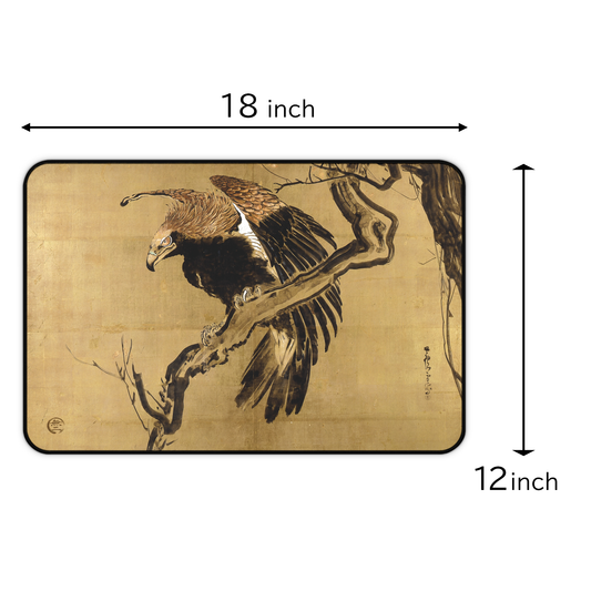 Nagasawa Rosetsu Hawk - Desk Mat 12×18 inch Japanese Great Heritage Art Large Mouse Pad | MU-NI Japan
