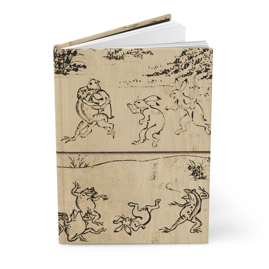 Choju-giga Frolicking Animals Matte Hardcover Journal with Wood Look, Ancient Manga Japanese Art Notebook | RHC 102 MU-NI Japan
