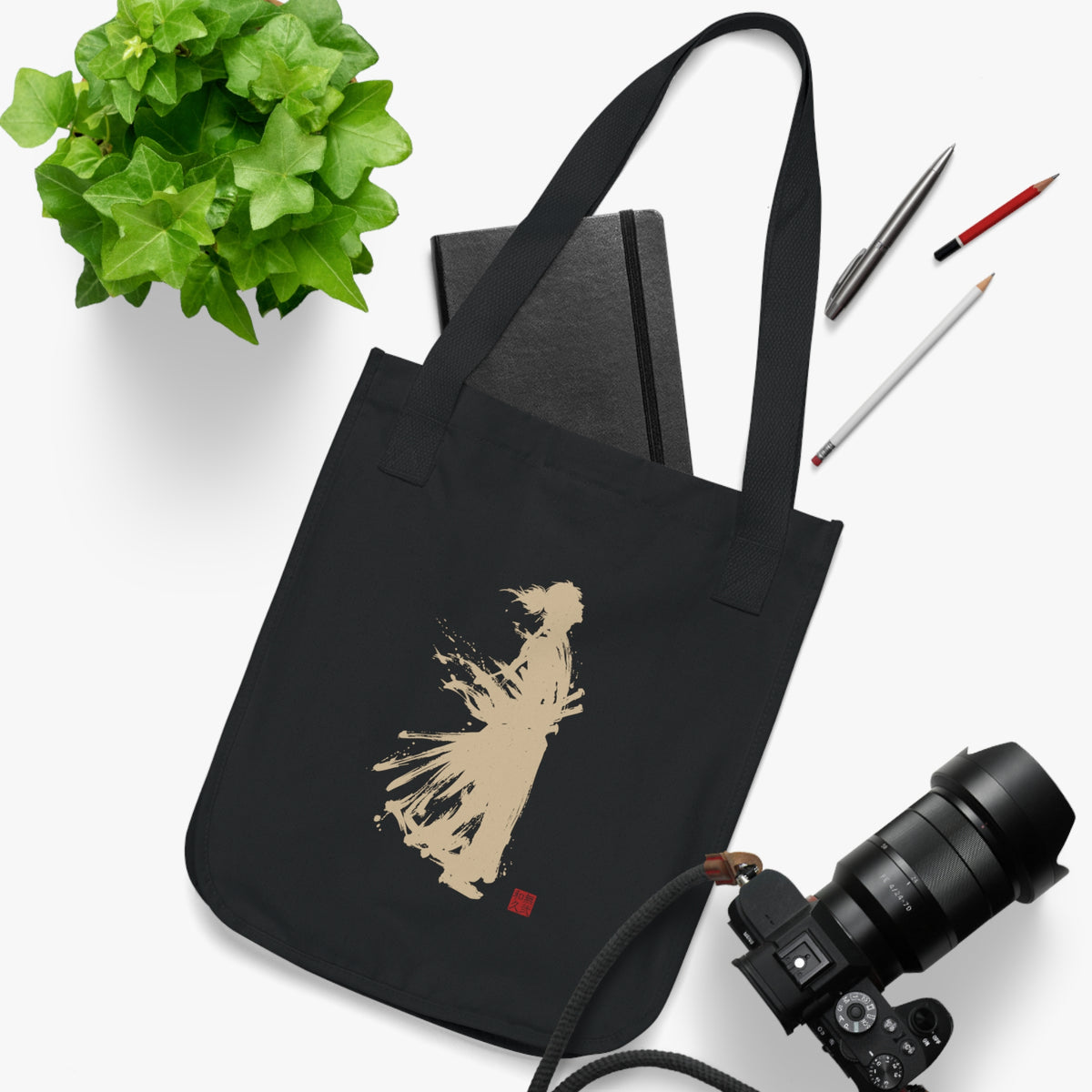 Zen Samurai Tote - Japanese Kanji "One and Only" Canvas Tote Bag Dark | SR2C MU-NI Japan