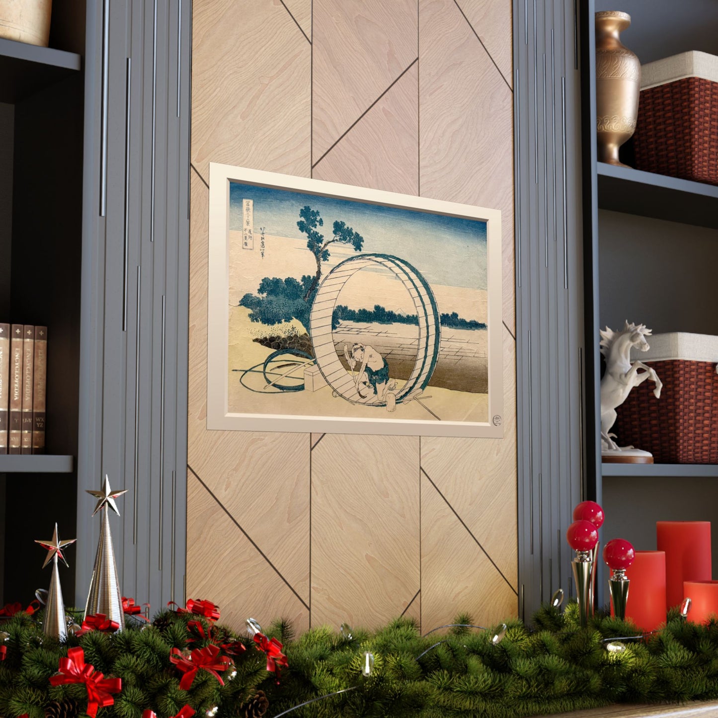 Hokusai Bishu Fujimihara Wooden Tub Mount Fuji Ukiyo-e Poster - Art Print with 3D Effect Frame | RHC MU-NI Japan