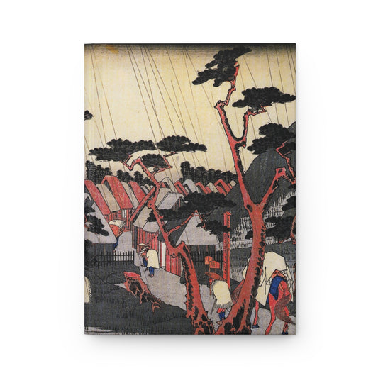 Hiroshige Oiso Tora's Rain Ukiyo-e Hardcover Journal, Japanese Vintage Art Matte Notebook, Aesthetic Stationery | RHC 004 MU-NI Japan