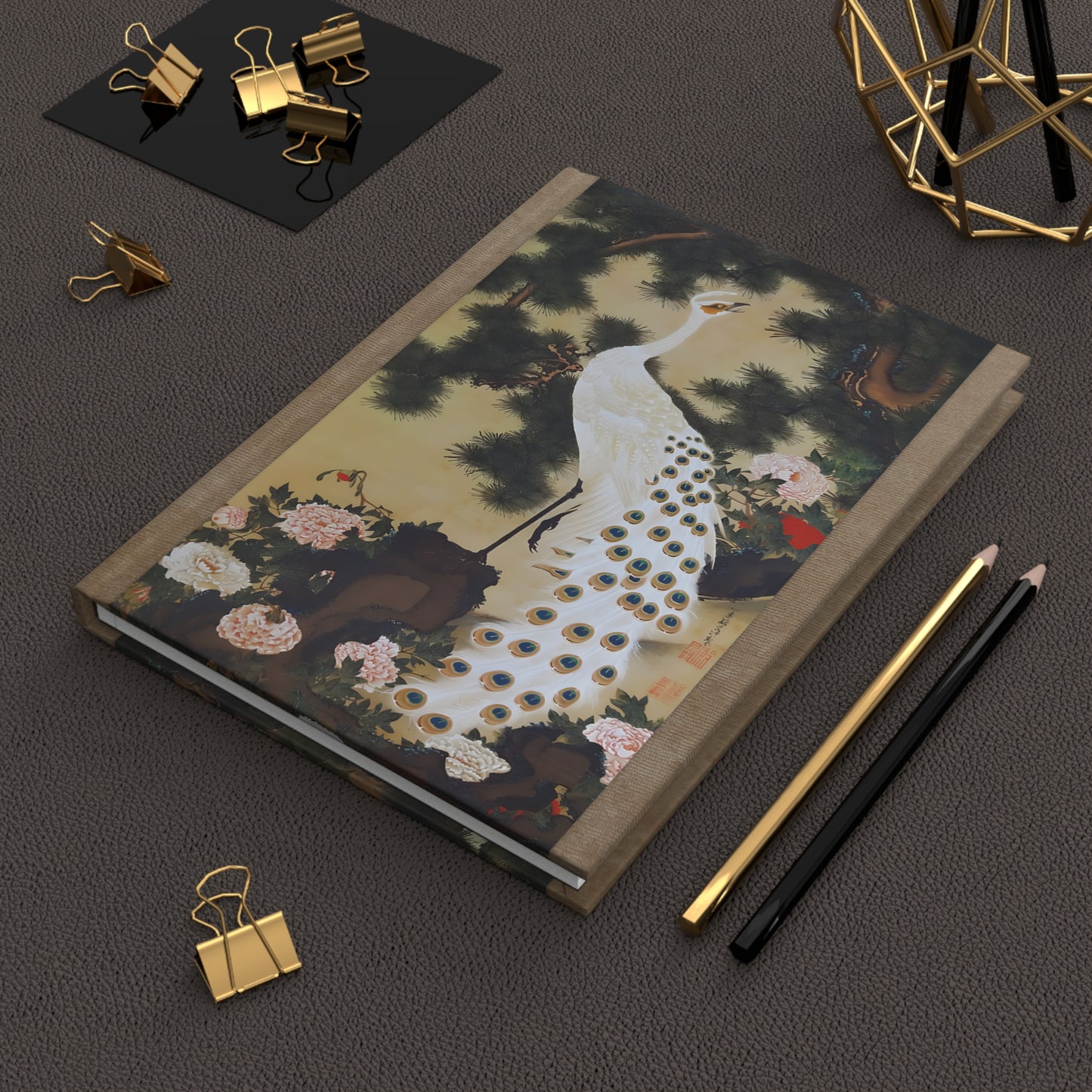 Ito Jakuchu Peacock and Phoenix Japanese Art Hardcover Journal Matte - Vintage Ukiyo-e Writing Notebook | RHC 014 MU-NI Japan