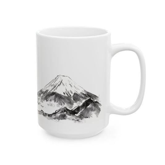 Phoenix Houou Mount Fuji Ceramic Mug - Ink Brush Art Coffee Cup | HF1L MU-NI Japan