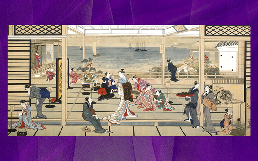 018 : Kitagawa Utamaro - Moonlight Revelry at Dozo Sagami (Moon at Shinagawa)