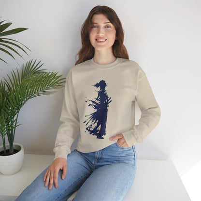 Minimalist Samurai Silhouette Unisex Crewneck Sweatshirt | "The One and Only" Shodo (Japanese Kanji Calligraphy),  SR2S | MU-NI Japan