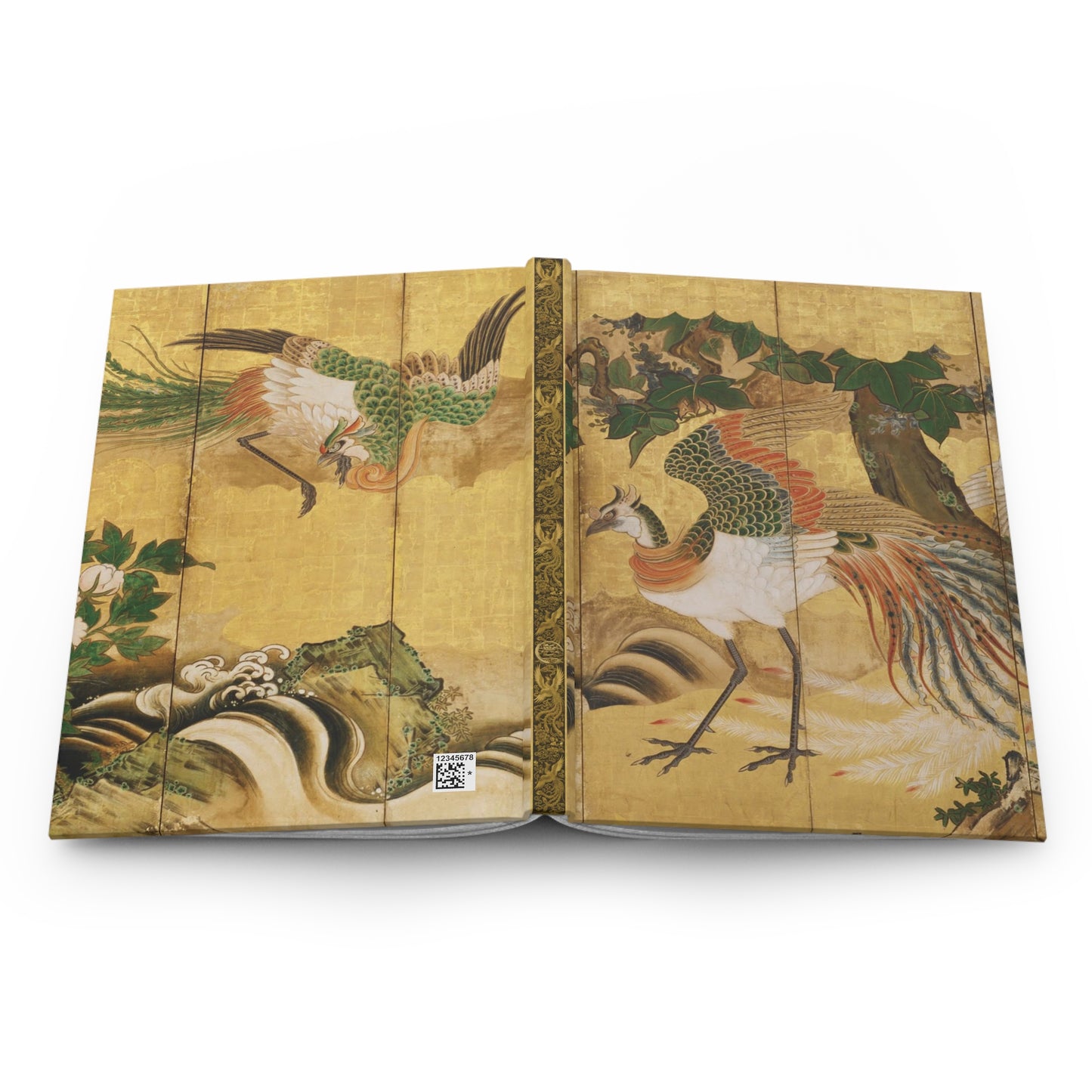 Kano School Houou Phoenix Gold Leaf Screen Japanese Art Hardcover Journal Matte - Vintage Mythical Bird Notebook | RHC 025 MU-NI Japan