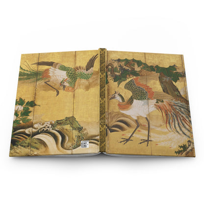 Kano School Houou Phoenix Gold Leaf Screen Japanese Art Hardcover Journal Matte - Vintage Mythical Bird Notebook | RHC 025 MU-NI Japan
