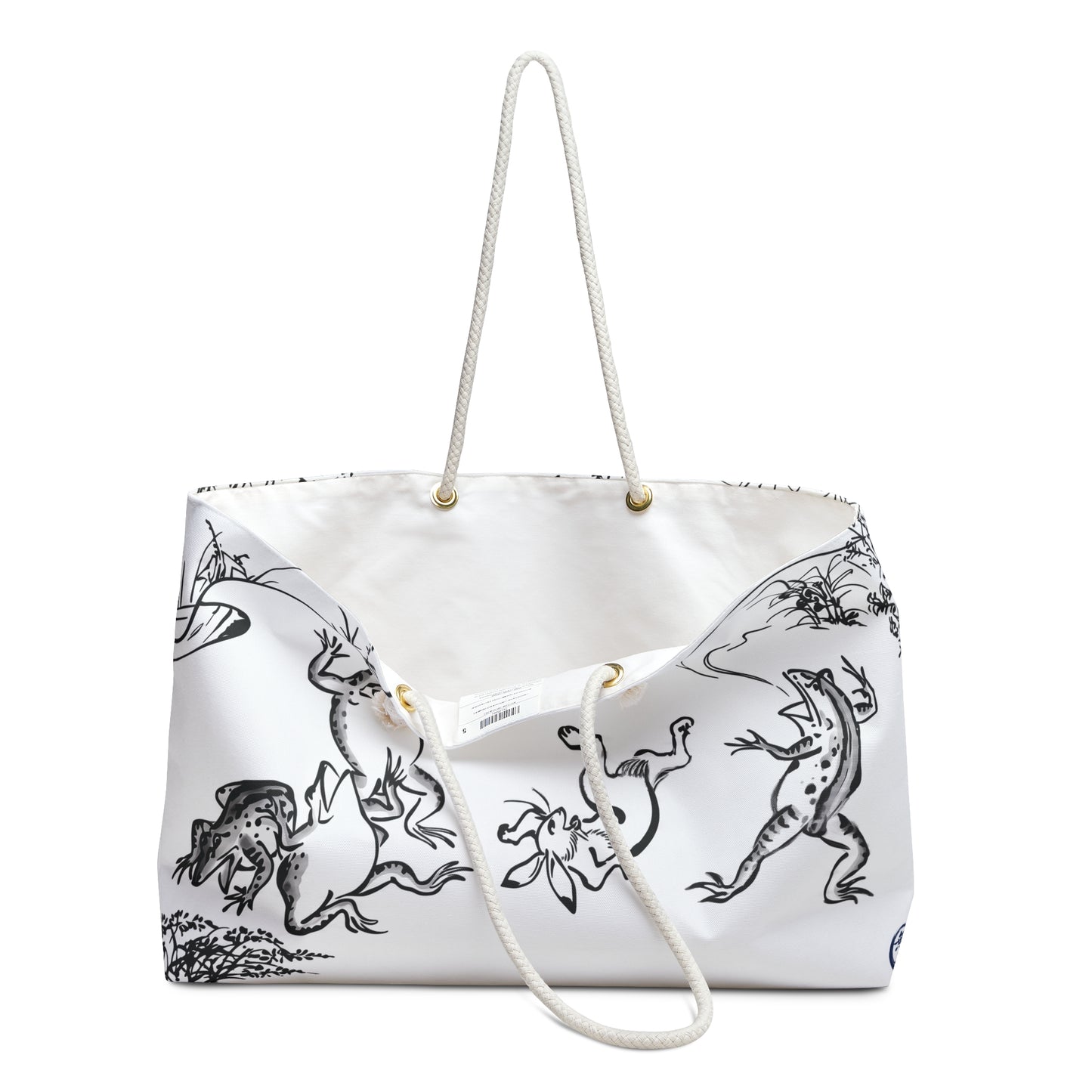 Choju-giga Japanese Art Tote Bag - Vintage Frog and Rabbit Weekender Bag | MU-NI Japan