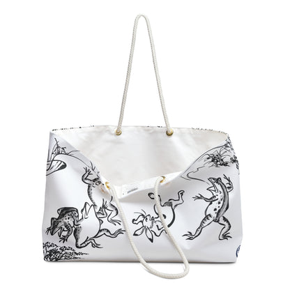 Choju-giga Japanese Art Tote Bag - Vintage Frog and Rabbit Weekender Bag | MU-NI Japan