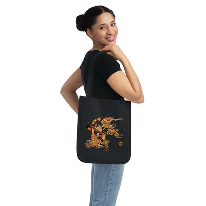 Hokusai Shoki Demon Queller Organic Canvas Tote Bag -  Japanese Ancient Hero Art Tote | MU-NI Japan