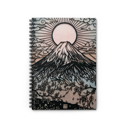 Mt. Fuji Sakura Art Journal - Japandi Layered Paper Cut Style Spiral Notebook, Aesthetic Zen Stationery, For Japanese Gift MF1I | MU-NIJapan