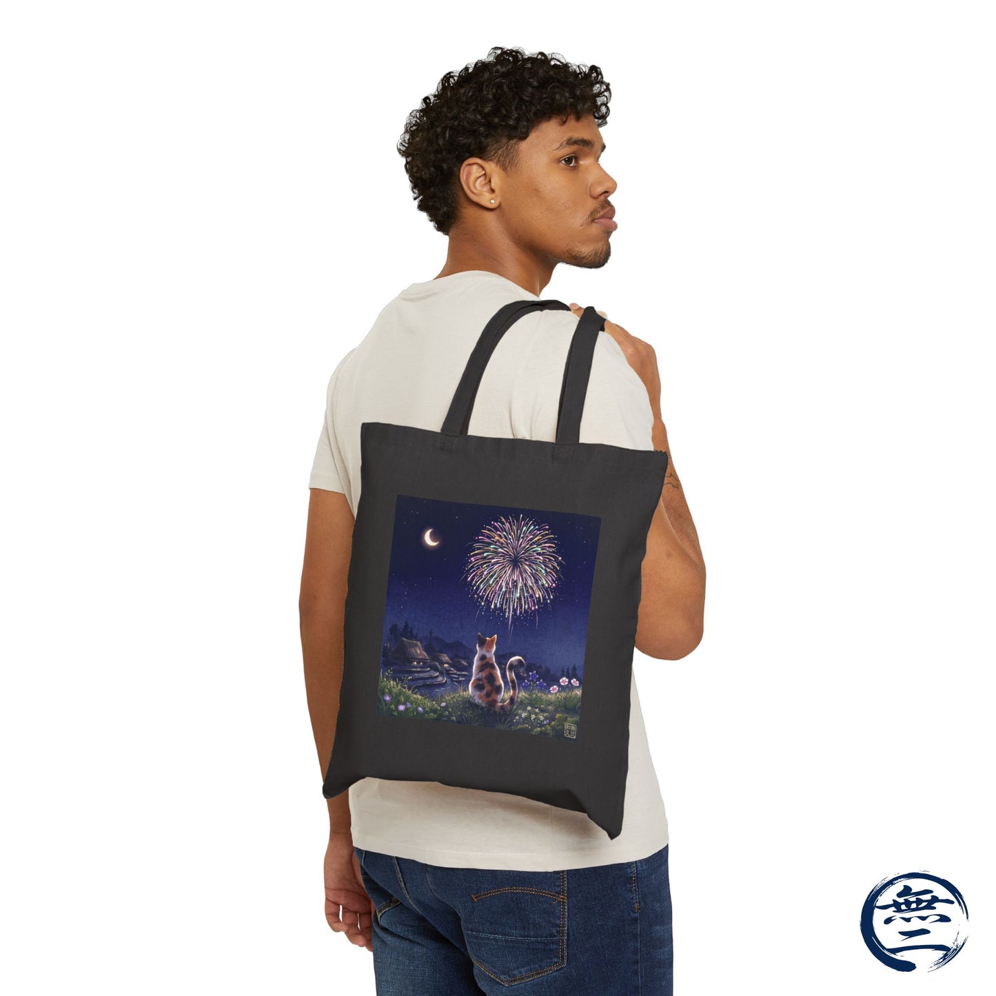 Japanese Calico Cat Fireworks Canvas Tote Bag, Nostalgic Night Sky Summer  Heavy Cotton Shoulder Bag | MU-NI Japan
