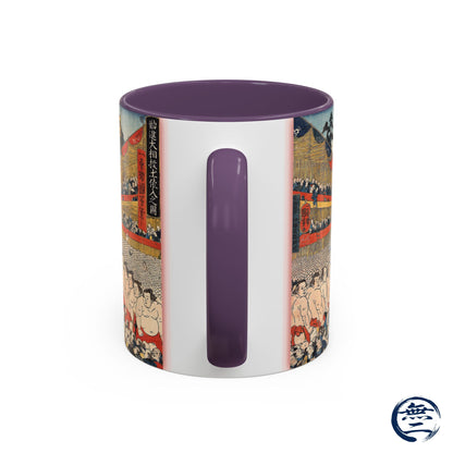Vintage Sumo Ukiyo-e Accent Mug - Utagawa Kuniyoshi Japanese Art | RHC MU-NI Japan