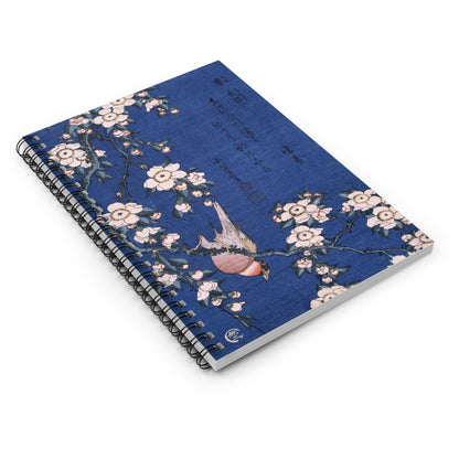 Hokusai Bullfinch & Weeping Cherry Spiral Notebook - Ruled Japanese Art Journal | MU-NI Japan