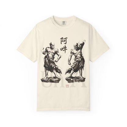 Nioh Guardians A-un Graphic Tee - Ink Wash Painting Japanese Zen Buddhist Art, Protective Spirit Minimalist Design T-shirt NI2T | MU-NI Japan