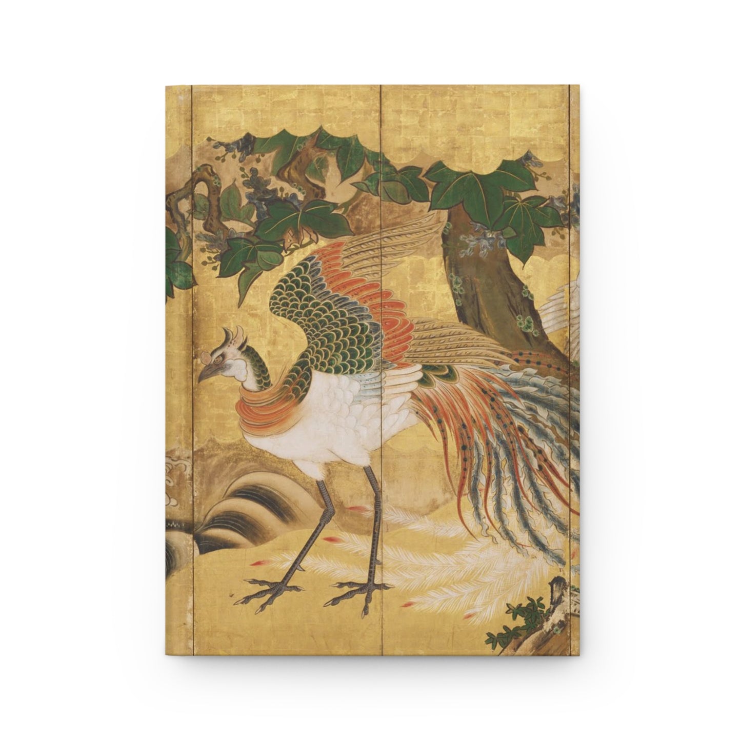Kano School Houou Phoenix Gold Leaf Screen Japanese Art Hardcover Journal Matte - Vintage Mythical Bird Notebook | RHC 025 MU-NI Japan