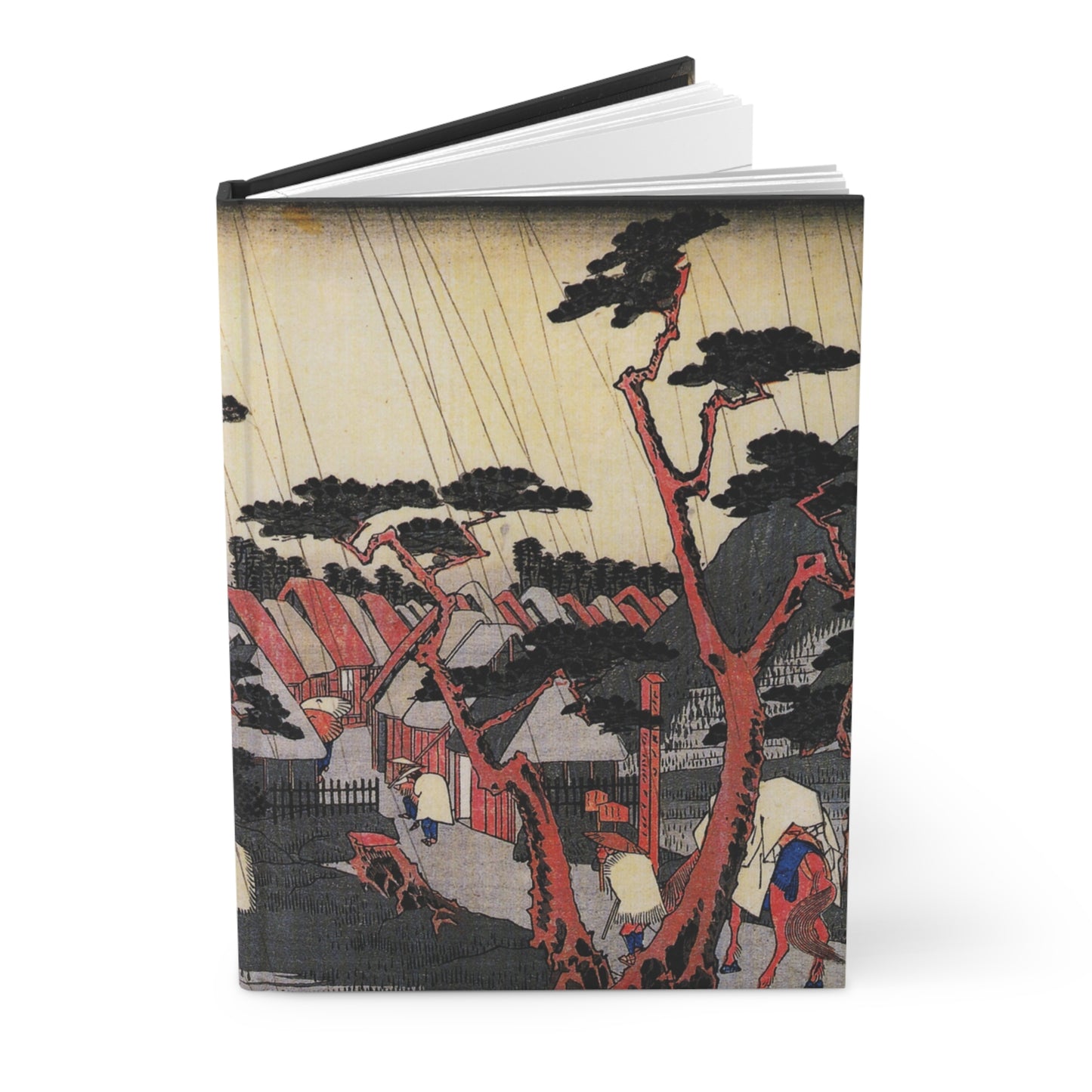 Hiroshige Oiso Tora's Rain Ukiyo-e Hardcover Journal, Japanese Vintage Art Matte Notebook, Aesthetic Stationery | RHC 004 MU-NI Japan