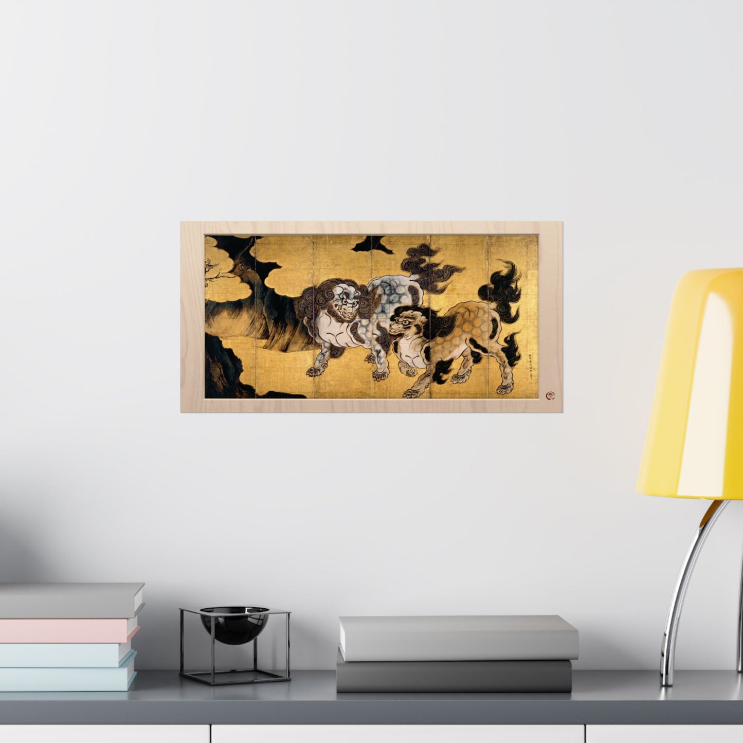 Kano Eitoku | Karajishi Art Print- Japanese Traditional Guardian Lions Poster | RHC MU-NI Japan