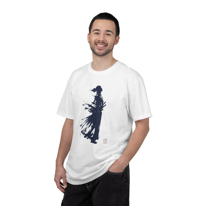 Minimalist Samurai Silhouette Zen T-Shirt - One and Only Garment-Dyed Tee SR4T | MU-NI Japan