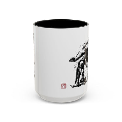 Sumo Wrestler Yokozuna silhouette Large Coffee Mug - Kanji Calligraphy Art Cup 15oz | SY1M MU-NI Japan