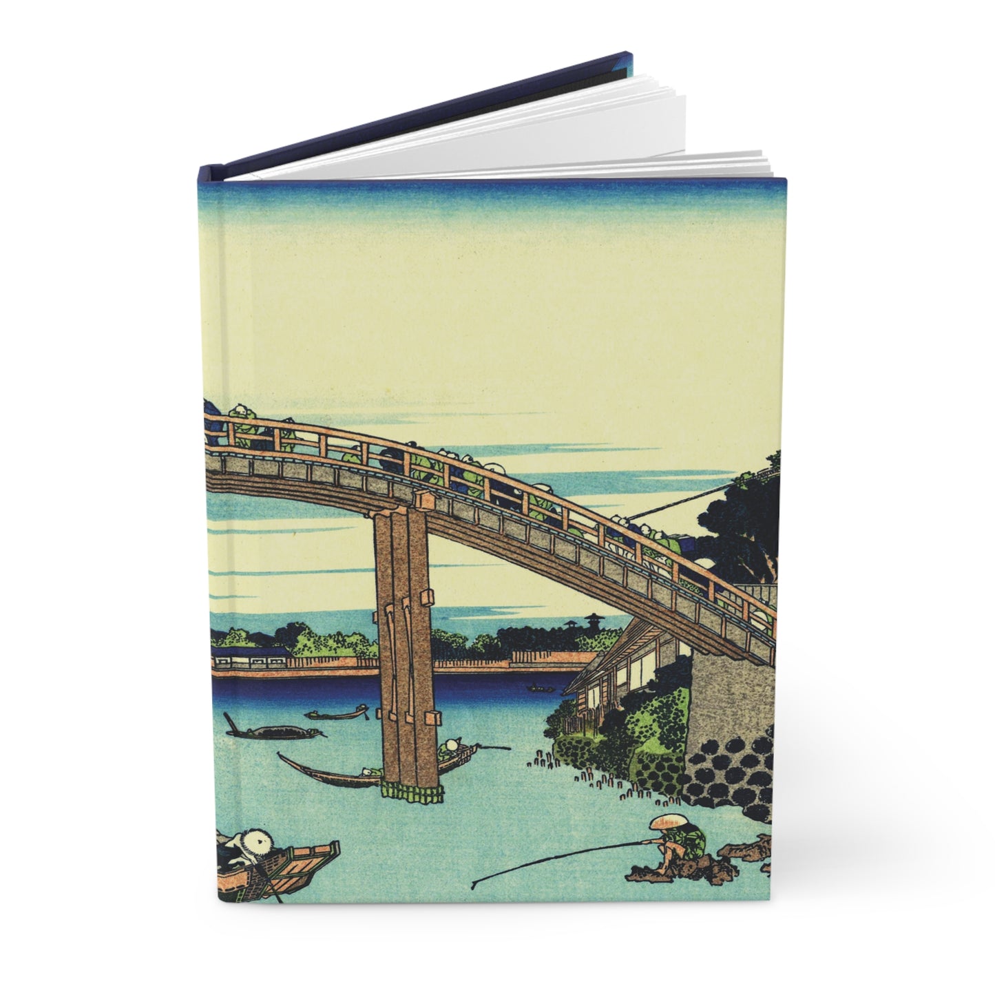 Hokusai Fukagawa Mannen Bridge Mount Fuji Ukiyo-e Hardcover Journal Matte - Vintage Japanese Art Notebook Writing Diary | RHC 001 MU-NI Japan