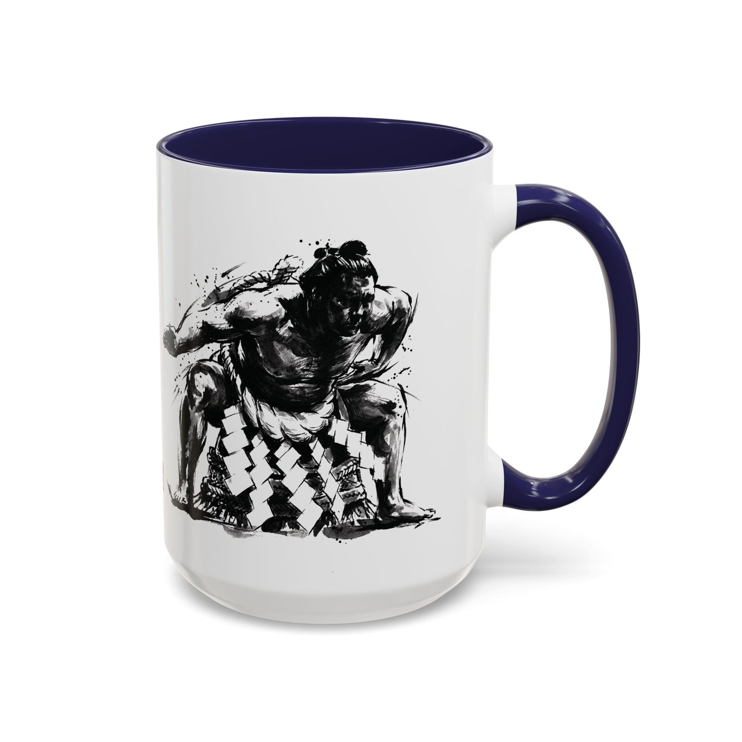 Sumo Wrestler Yokozuna Spirit Large Coffee Mug - Japanese Kanji Calligraphy Art Cup, Zen Aesthetic 15oz Japandi Gift SY1M | MU-NI Japan