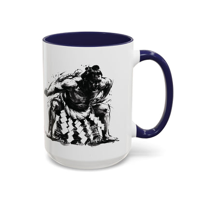 Sumo Wrestler Yokozuna silhouette Large Coffee Mug - Kanji Calligraphy Art Cup 15oz | SY1M MU-NI Japan