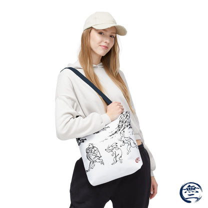 Choju Giga Tote Bag -SHIRO- Japanese Frogs and Rabbits Vintage Scroll Art | MU-NI Japan