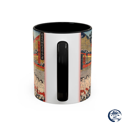 Vintage Sumo Ukiyo-e Accent Mug - Utagawa Kuniyoshi Japanese Art | RHC MU-NI Japan