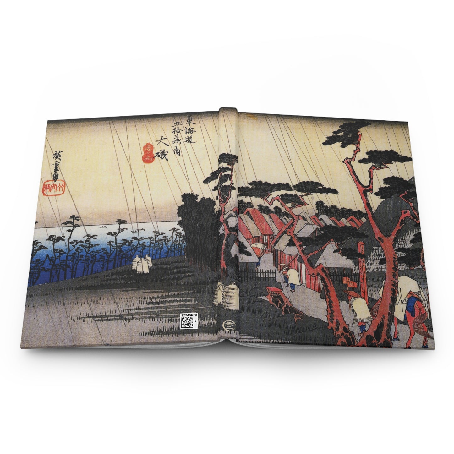 Hiroshige Oiso Tora's Rain Ukiyo-e Hardcover Journal, Japanese Vintage Art Matte Notebook, Aesthetic Stationery | RHC 004 MU-NI Japan