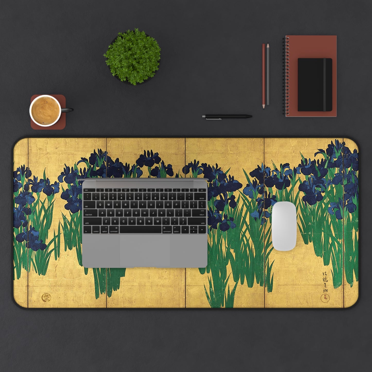 Ogata Korin's Irises Screen Art Desk Mat - 3sizes, Gaming Mouse Pad | RHC 072 MU-NI Japan