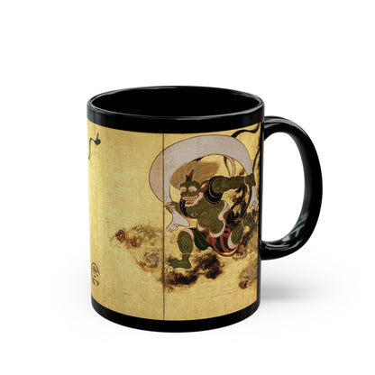 Fujin and Raijin Black Ceramic Mug 11oz - Tawaraya Sotatsu Traditional Japanese Art | RHC MU-NI Japan