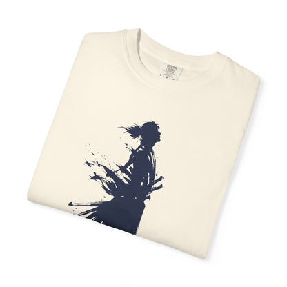Minimalist Samurai Silhouette Zen T-Shirt - One and Only Garment-Dyed Tee SR4T | MU-NI Japan