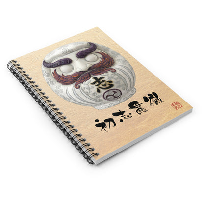 Japanese Daruma White Modern Talisman Spiral Notebook "shi" - Modern Kimekomi Art Style | DW2I MU-NIJapan