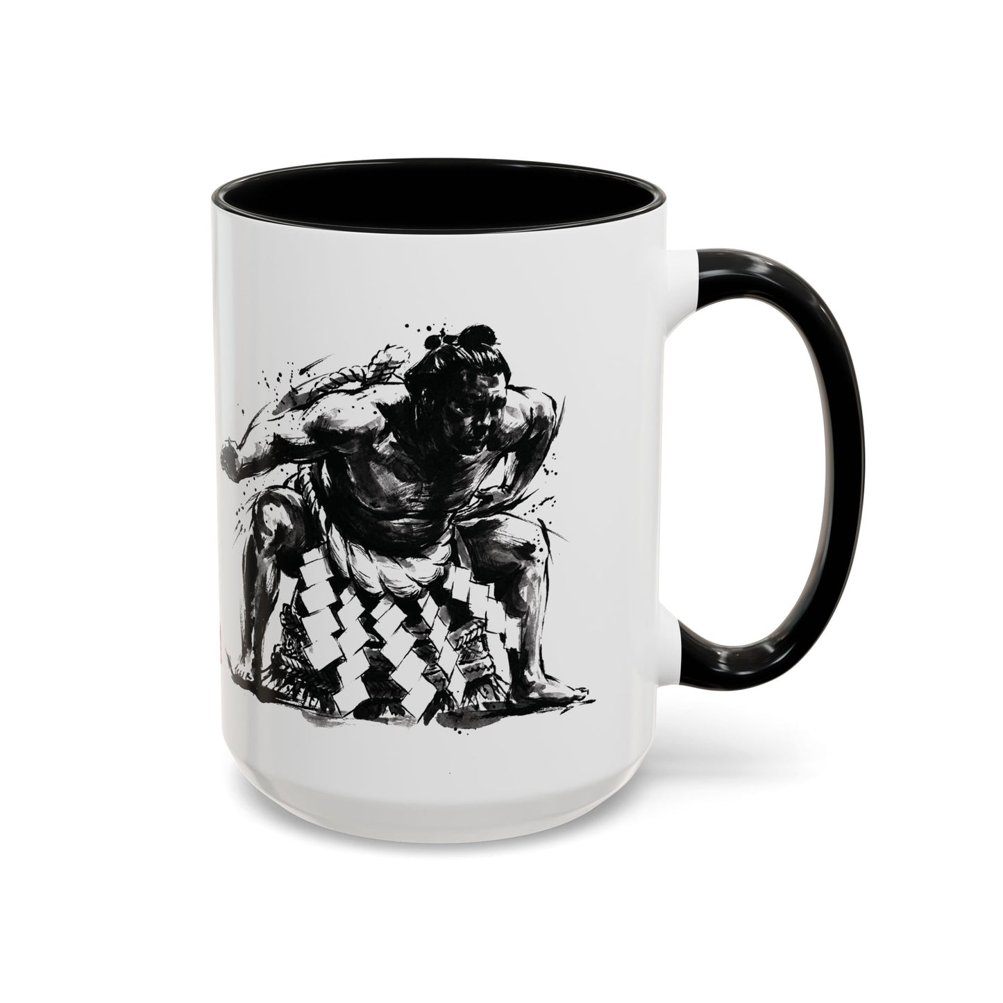 Sumo Wrestler Yokozuna Spirit Large Coffee Mug - Japanese Kanji Calligraphy Art Cup, Zen Aesthetic 15oz Japandi Gift SY1M | MU-NI Japan