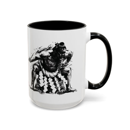 Sumo Wrestler Yokozuna silhouette Large Coffee Mug - Kanji Calligraphy Art Cup 15oz | SY1M MU-NI Japan