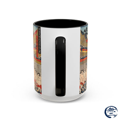 Vintage Sumo Ukiyo-e Accent Mug - Utagawa Kuniyoshi Japanese Art | RHC MU-NI Japan