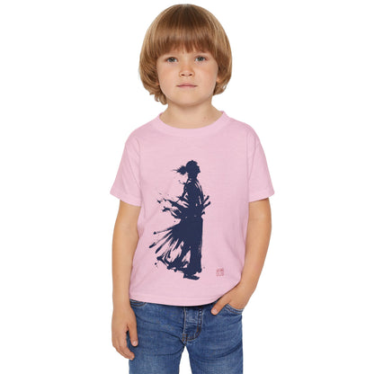 Samurai  Silhouette Toddler T-shirt | Zen Kids Fashion.Japanese Ink Art, "One and Only" Kanji Back Print, Bushido Style SR2R | MU-NI Japan