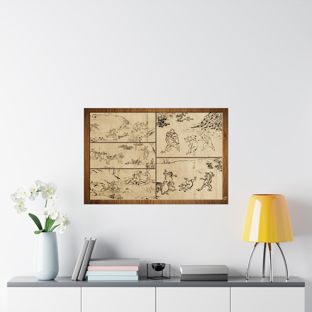 Choju Giga Frogs and Rabbits Woodburn Style Japanese Art Print - Modern Wabi Sabi Wall Decor Poster | MU-NI Japan