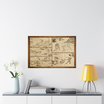 Choju Giga Frogs and Rabbits Woodburn Style Japanese Art Print - Modern Wabi Sabi Wall Decor Poster | MU-NI Japan