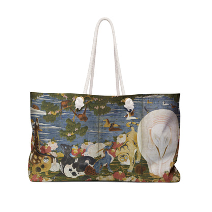 Ito Jakuchu Birds and Animals in the Flower Garden Weekender Tote Bag - White Elephant Japanese Art Large Beach Bag | MU-NI Japan