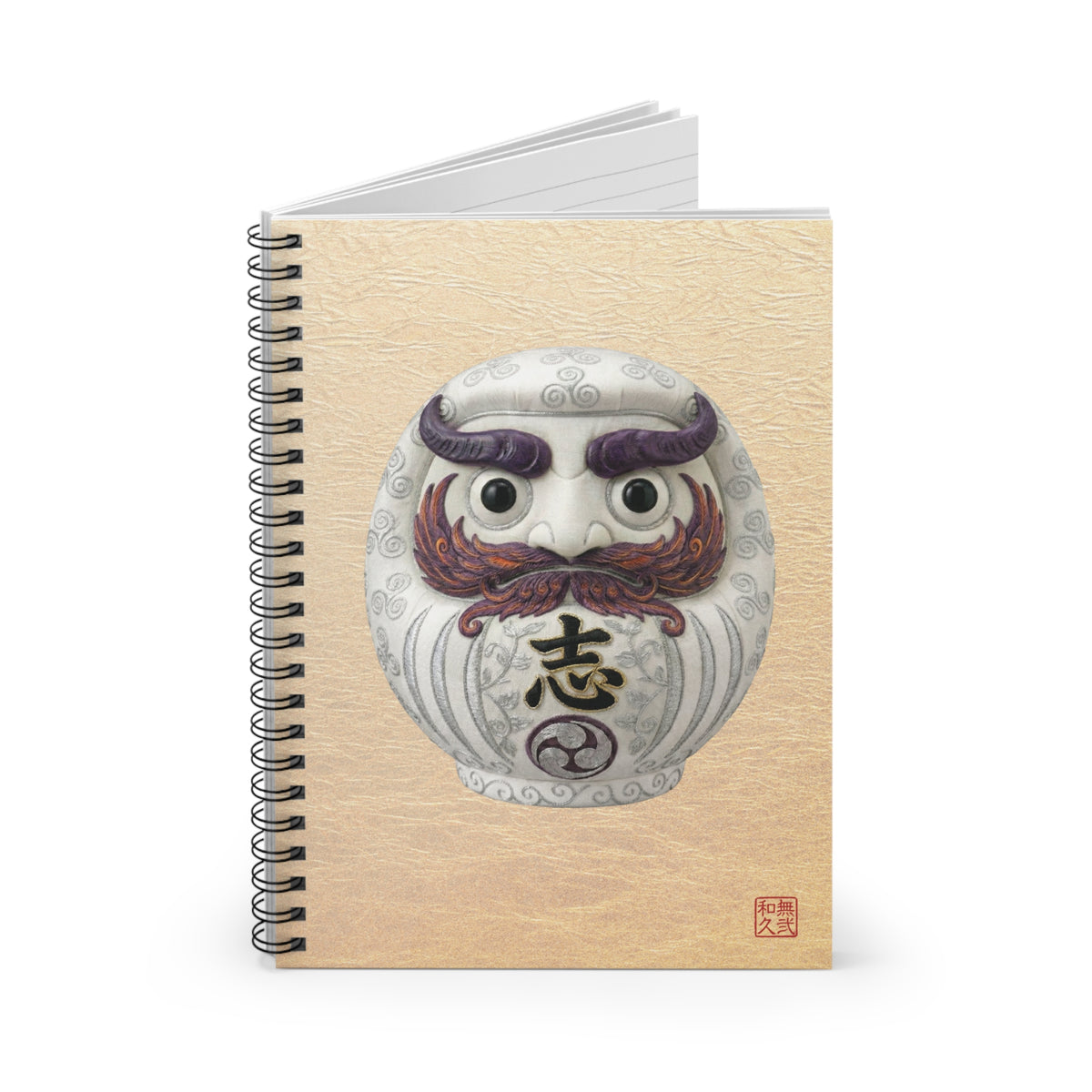 Japanese Daruma White Modern Talisman Notebook "shi" - Modern Kimekomi Art Style, New Beginning Gift DW1I |MU-NIJapan