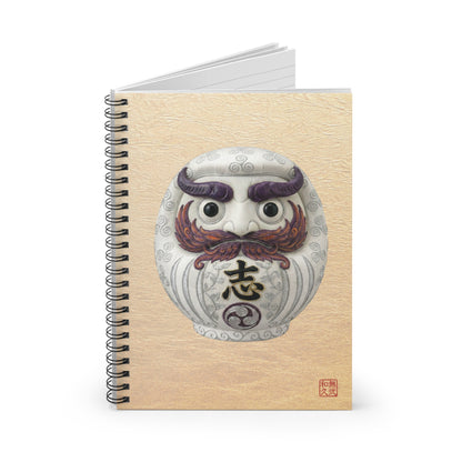 Japanese Daruma White Modern Talisman Notebook "shi" - Modern Kimekomi Art Style, New Beginning Gift DW1I |MU-NIJapan