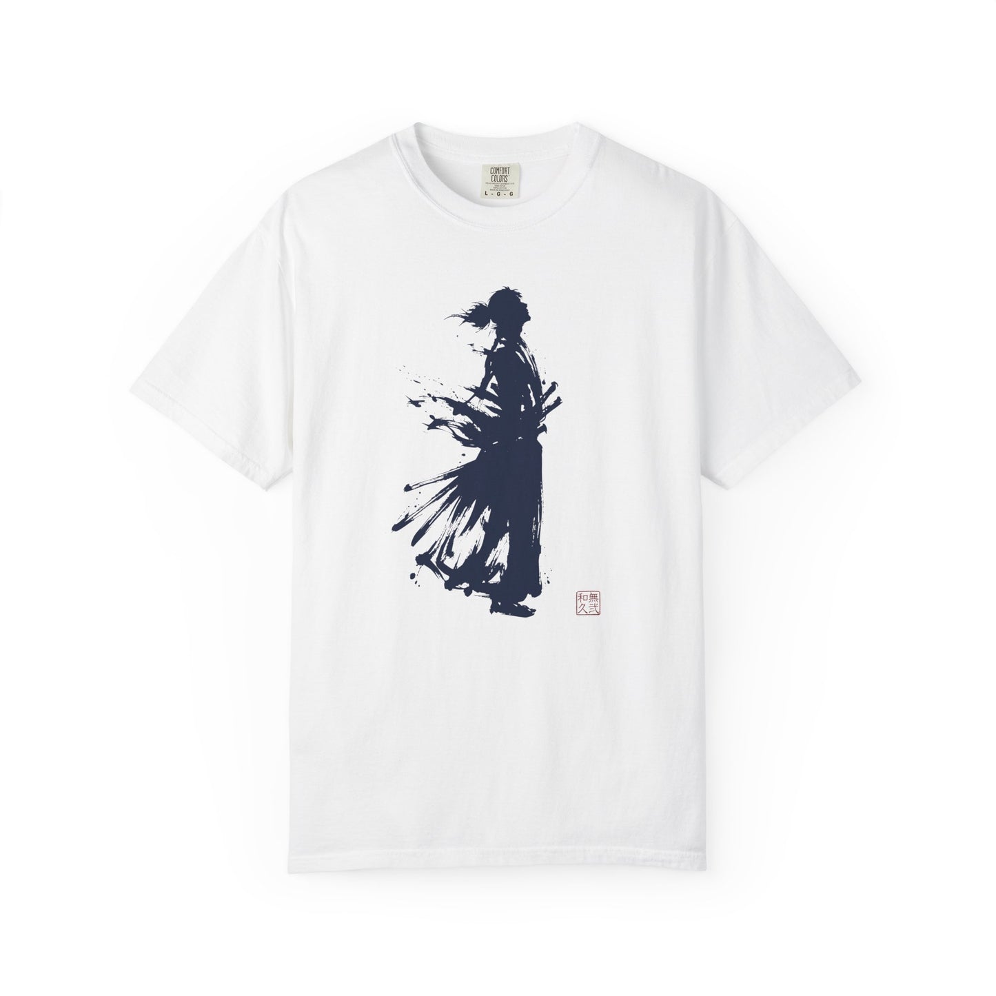 Minimalist Samurai Silhouette Zen T-Shirt - One and Only Garment-Dyed Tee SR4T | MU-NI Japan